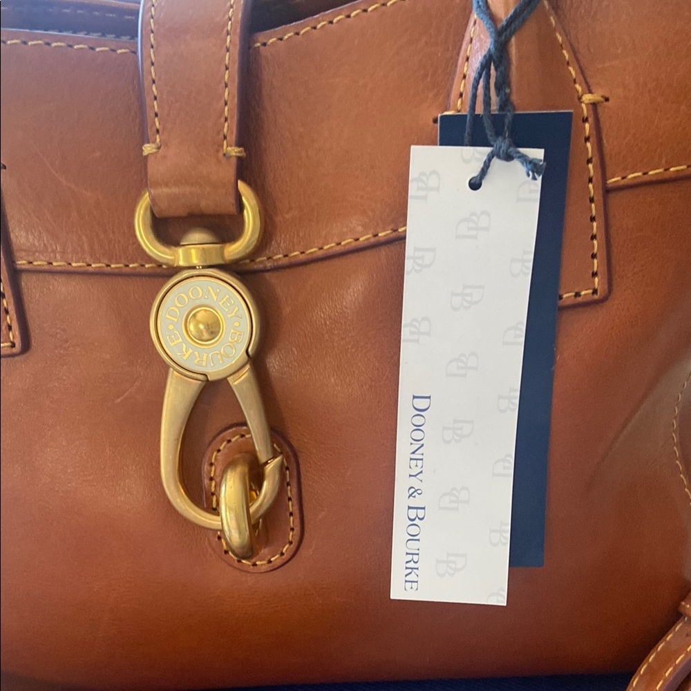 Dooney & Bourke Amelia Brown Leather Satchel with Gold Hardware - Picture 4 of 7